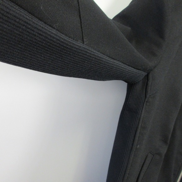 GAP Biker Jacket Women XL Black Cotton Blend Zip Up Moto Minimalist Luxury 780 - Picture 10 of 11